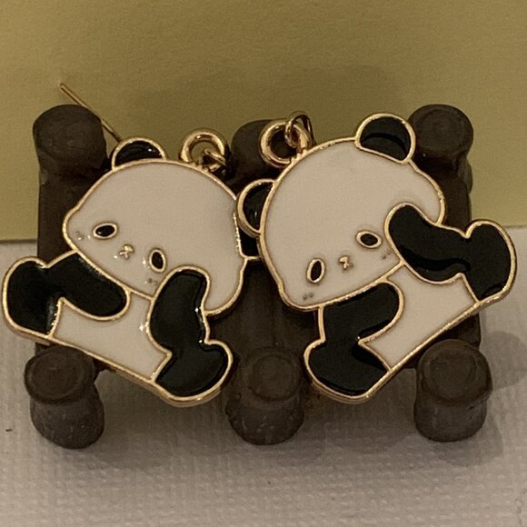 Panda Earring, Panda Bear Jewelry, Gift, Panda Jewelry, Silly Animal Earring - Picture 5 of 9